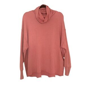 AERIE Oversized Cowl Neck Sweatshirt Pink L